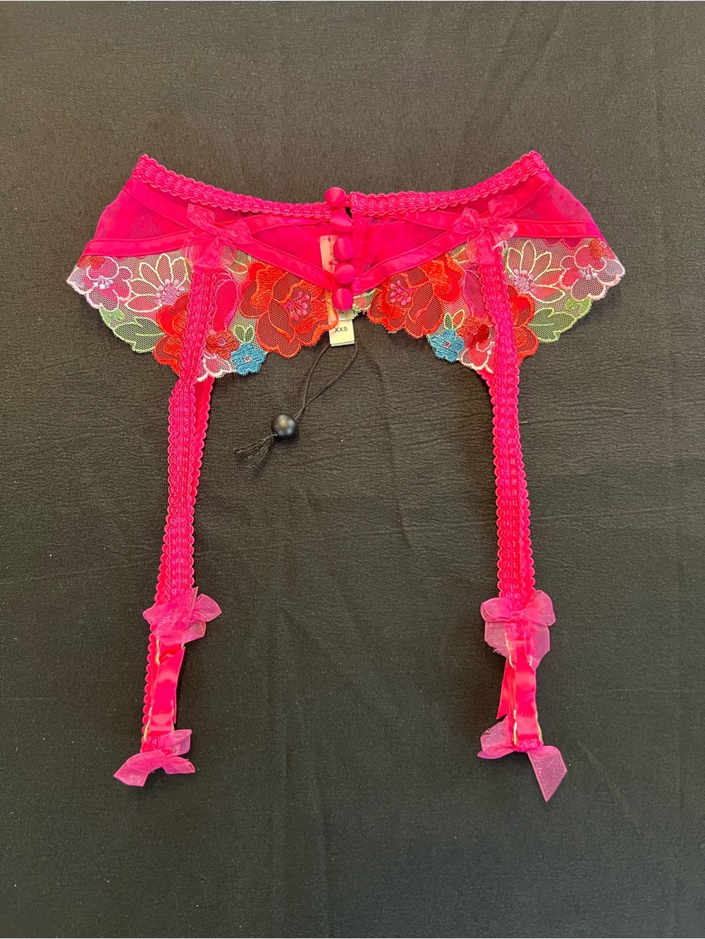 For Love & Lemons Luella Pink Floral Embroidered & Lace Garter Belt sz XXS NWOT